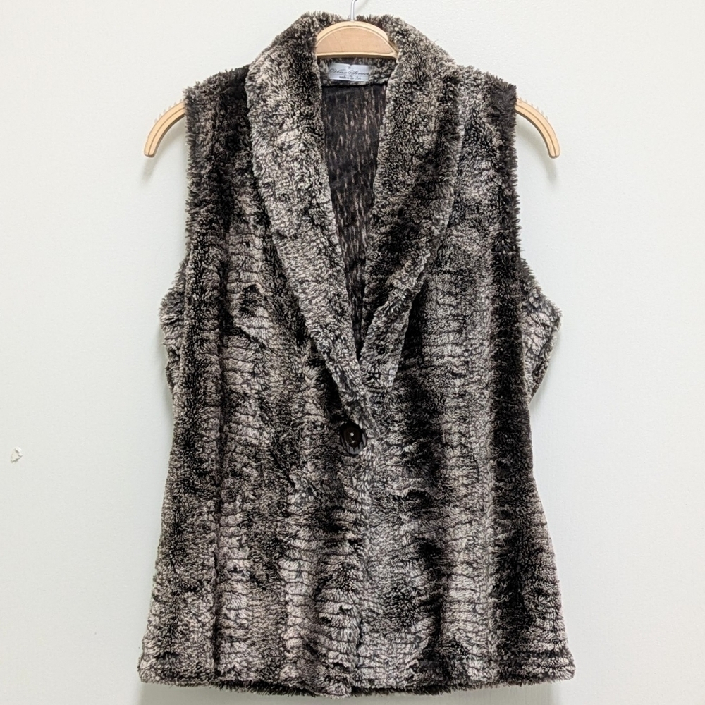 Vine Street Faux Fur Soft Luxury Single Button Vest Festival Small